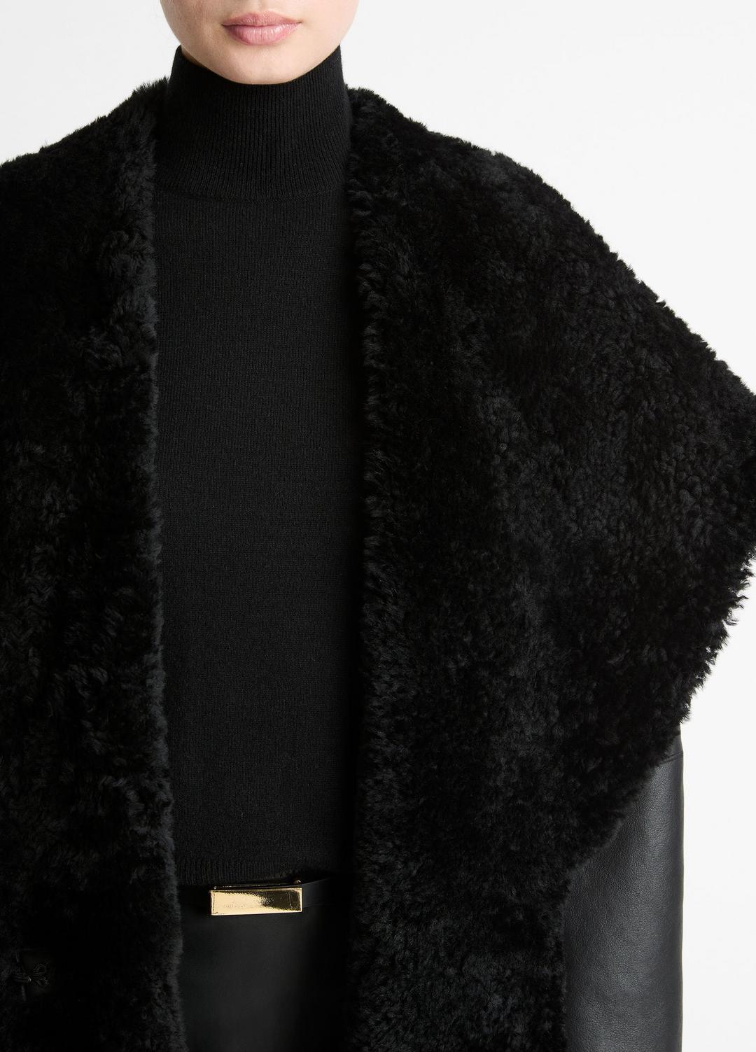 Shearling Hooded Jacket in Jackets - BLACK | VINCE Women