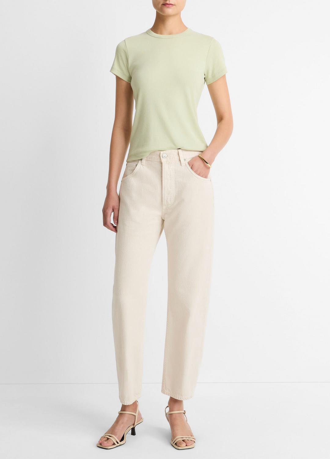 Pima Cotton-Blend '90s Shrunken T-Shirt in Short Sleeve - PALE FERN | VINCE Women