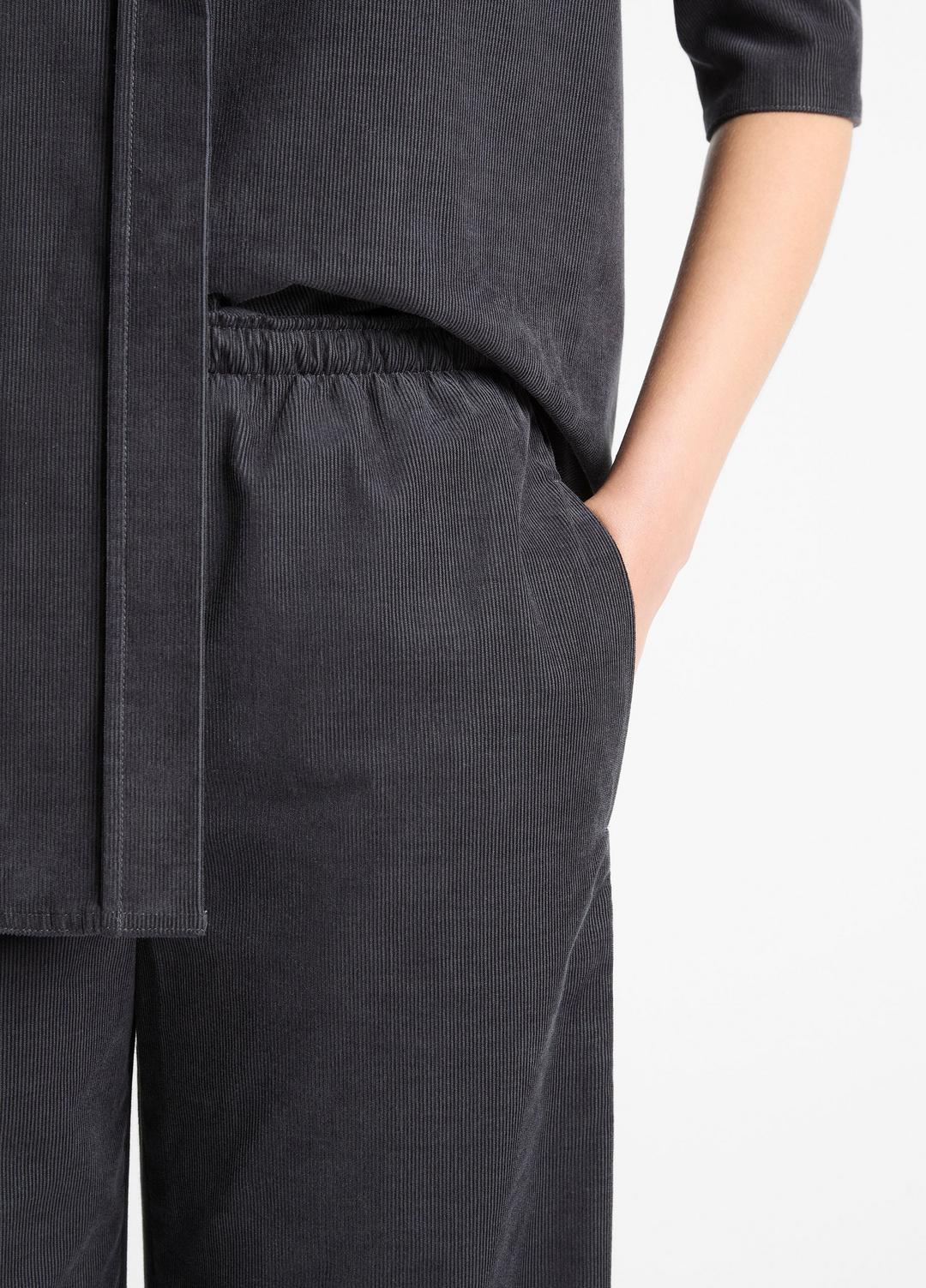Cotton Corduroy Pull-On Pant in Wide Leg - GRAPHITE | VINCE Women