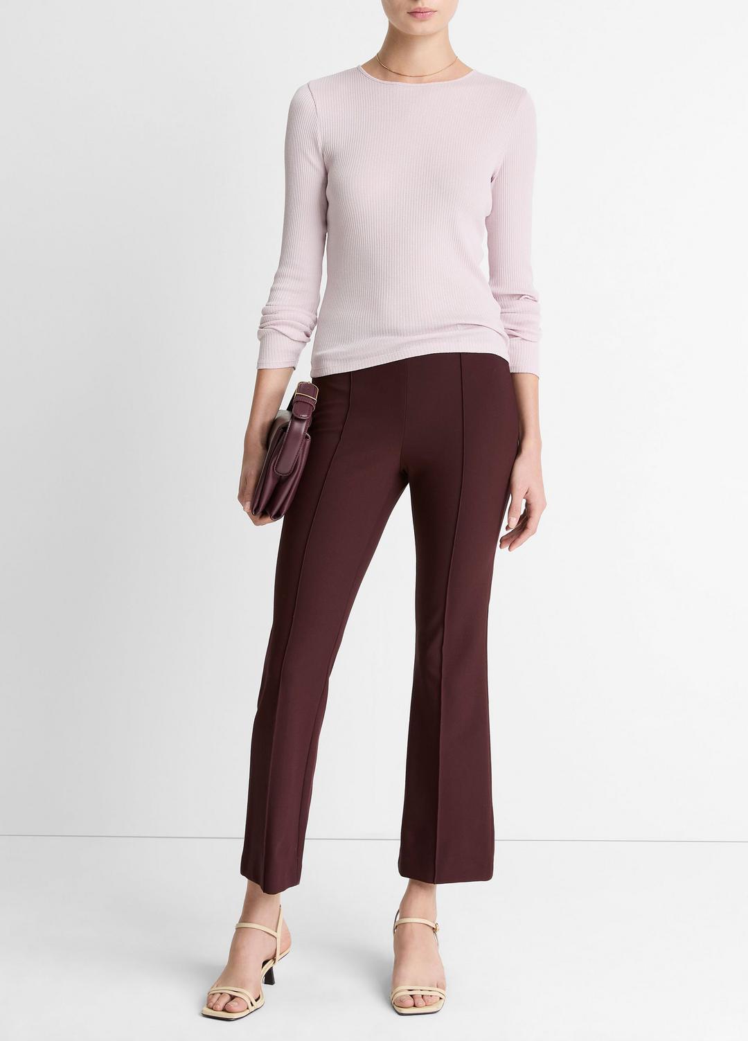 Ribbed Pima Cotton Long-Sleeve T-Shirt in Long Sleeve - IRIS QUARTZ | VINCE Women