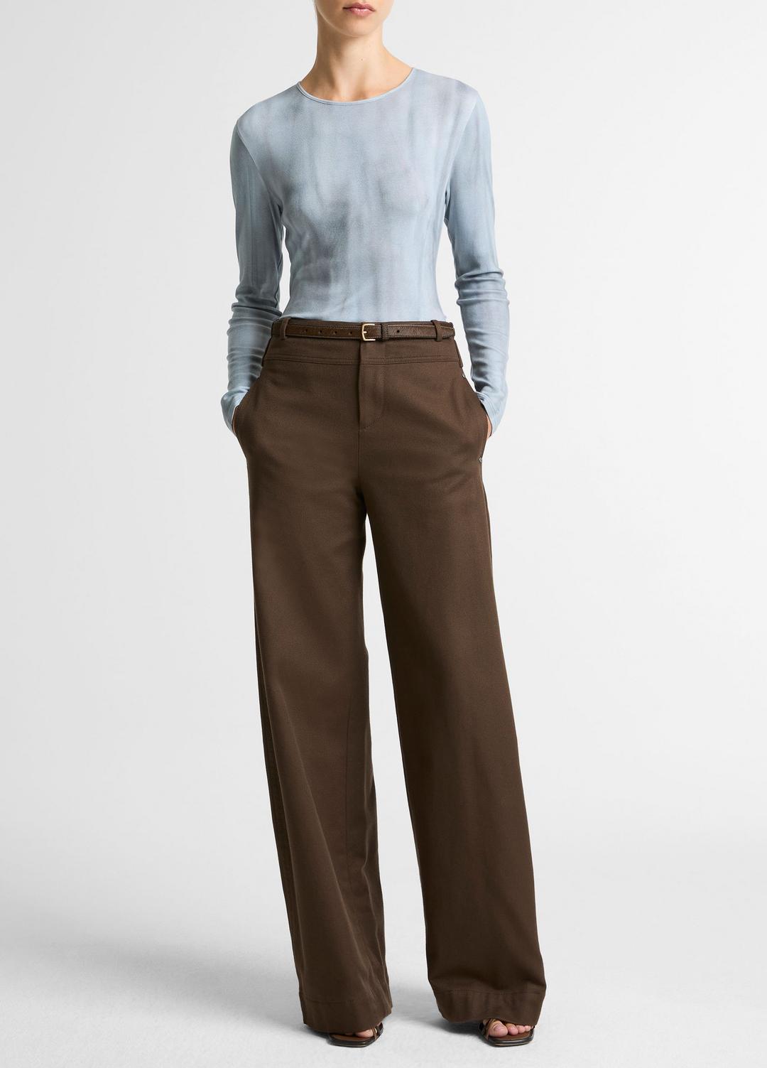 Washed Ombré Pima Cotton-Blend Long-Sleeve T-Shirt in Long Sleeve - AZURA WASH | VINCE Women