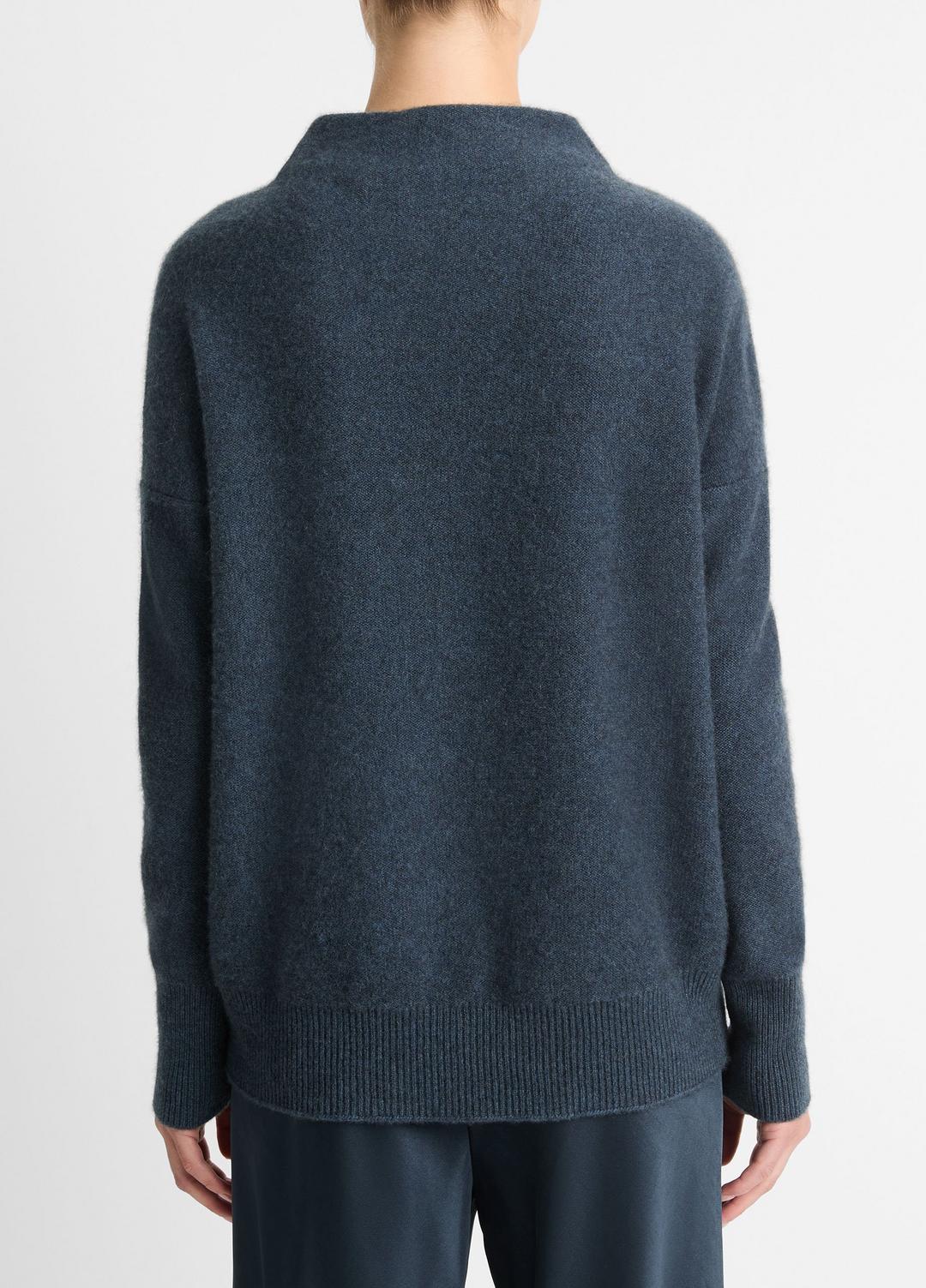 Plush Cashmere Funnel-Neck Sweater in Turtleneck - HEATHER TIDE STONE | VINCE Women