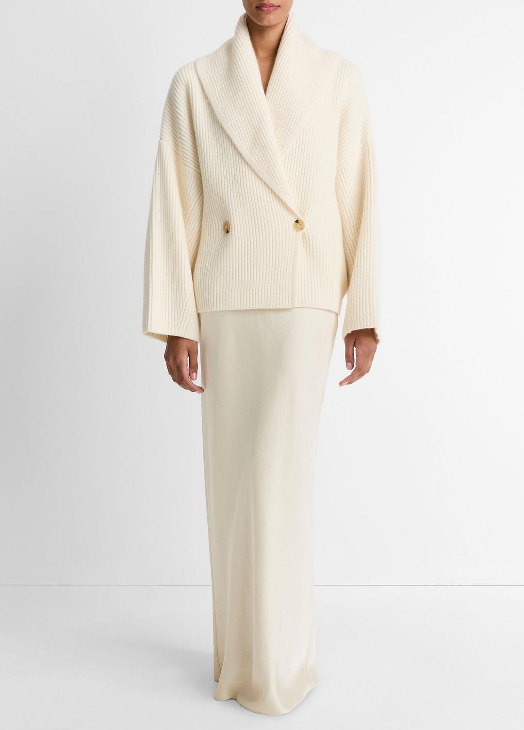 Wool-Blend Draped Sweater Coat in Sweaters - OFF WHITE | VINCE Women