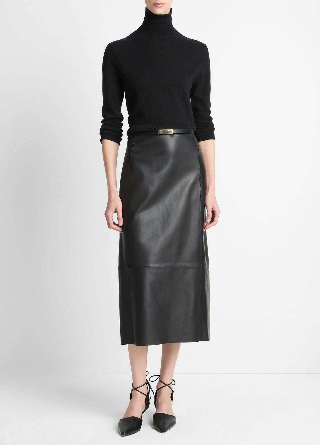 Cashmere-Silk Three-Quarter-Sleeve Mock-Neck Sweater in Turtleneck - BLACK | VINCE Women