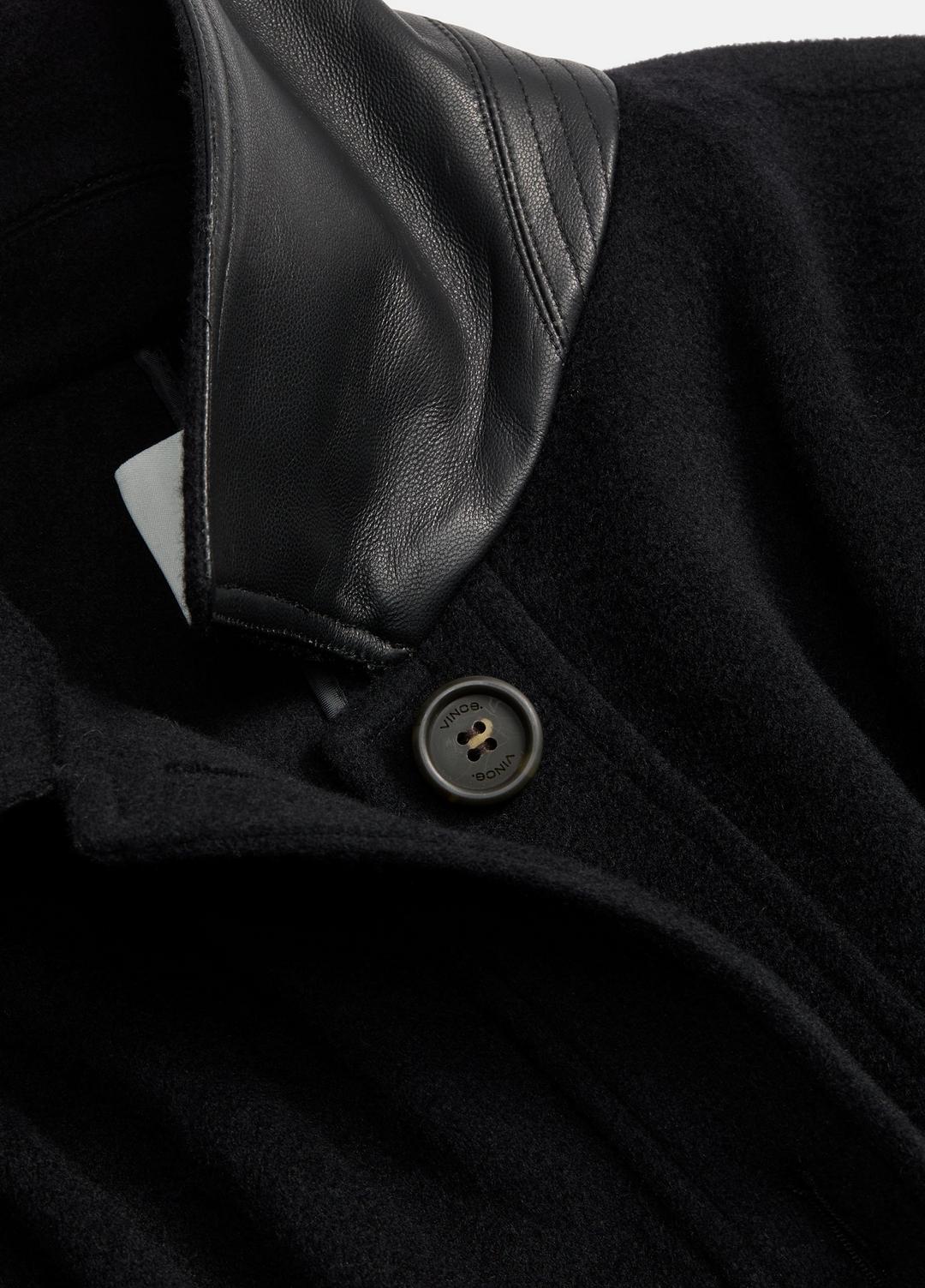 Leather-Trim Wool Cape in Accessories - BLACK | VINCE Women