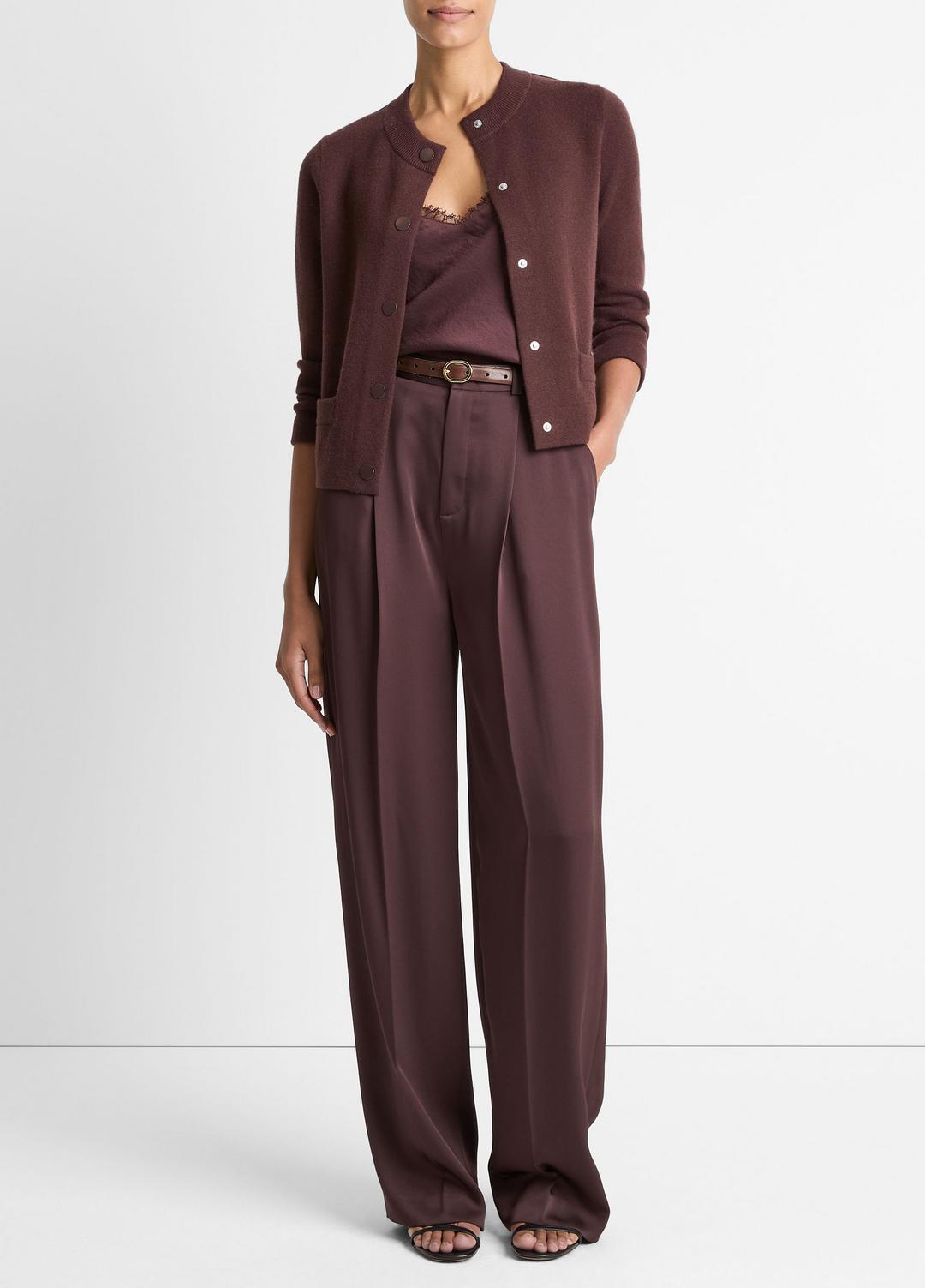 Wool-Blend Shrunken Snap Cardigan in Cardigans - FIG | VINCE Women