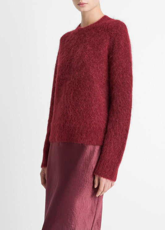 Brushed Alpaca-Blend Crew Neck Sweater in Crew Neck - ROSE WINE | VINCE Women