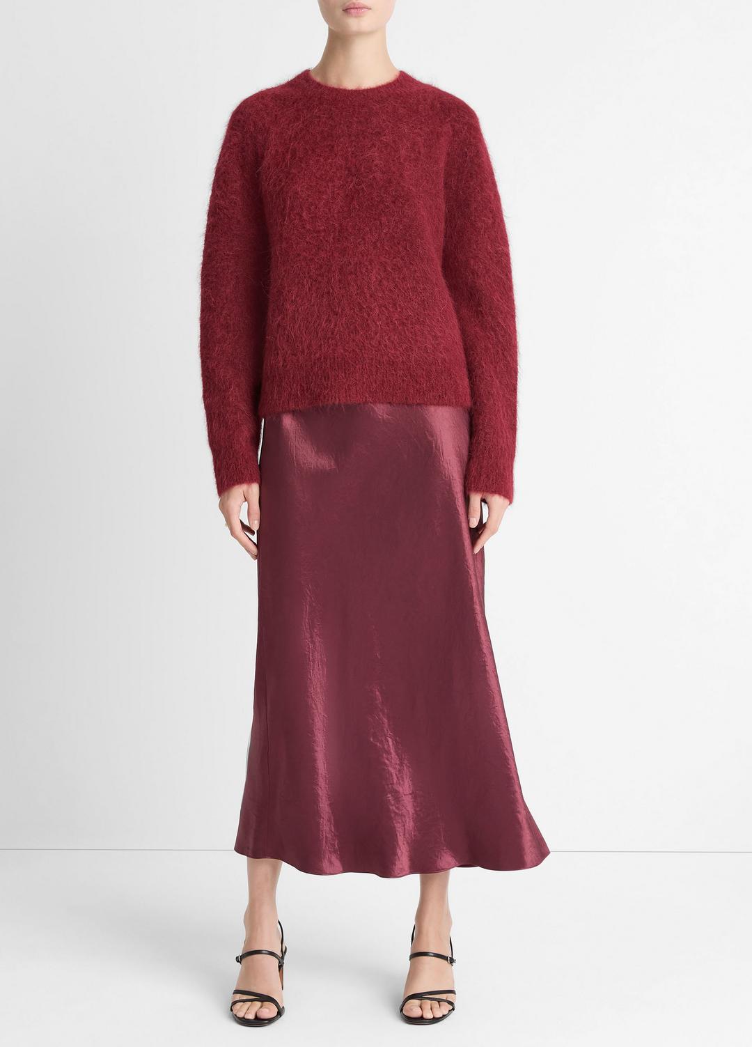 Brushed Alpaca-Blend Crew Neck Sweater in Crew Neck - ROSE WINE | VINCE Women