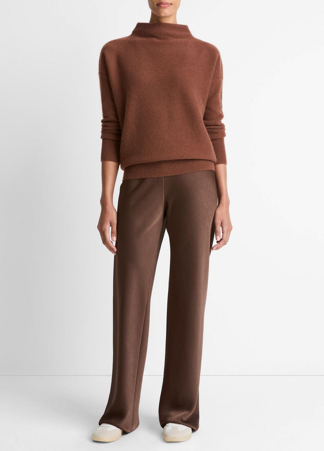 Plush Cashmere Funnel-Neck Sweater in Turtleneck - CACAO | VINCE Women