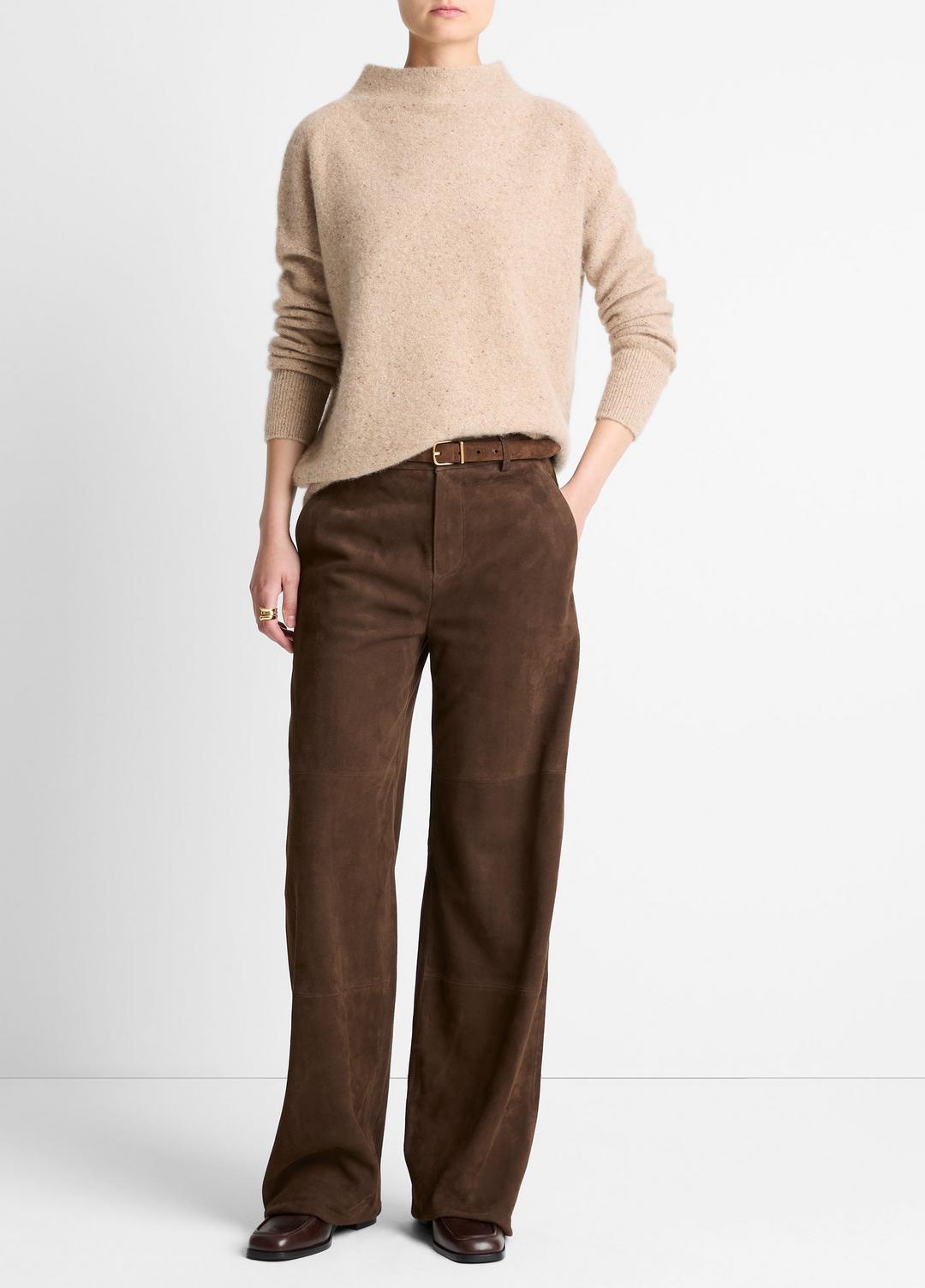 Donegal Cashmere Funnel-Neck Sweater in Turtleneck - HEATHER OAT DONEGAL | VINCE Women