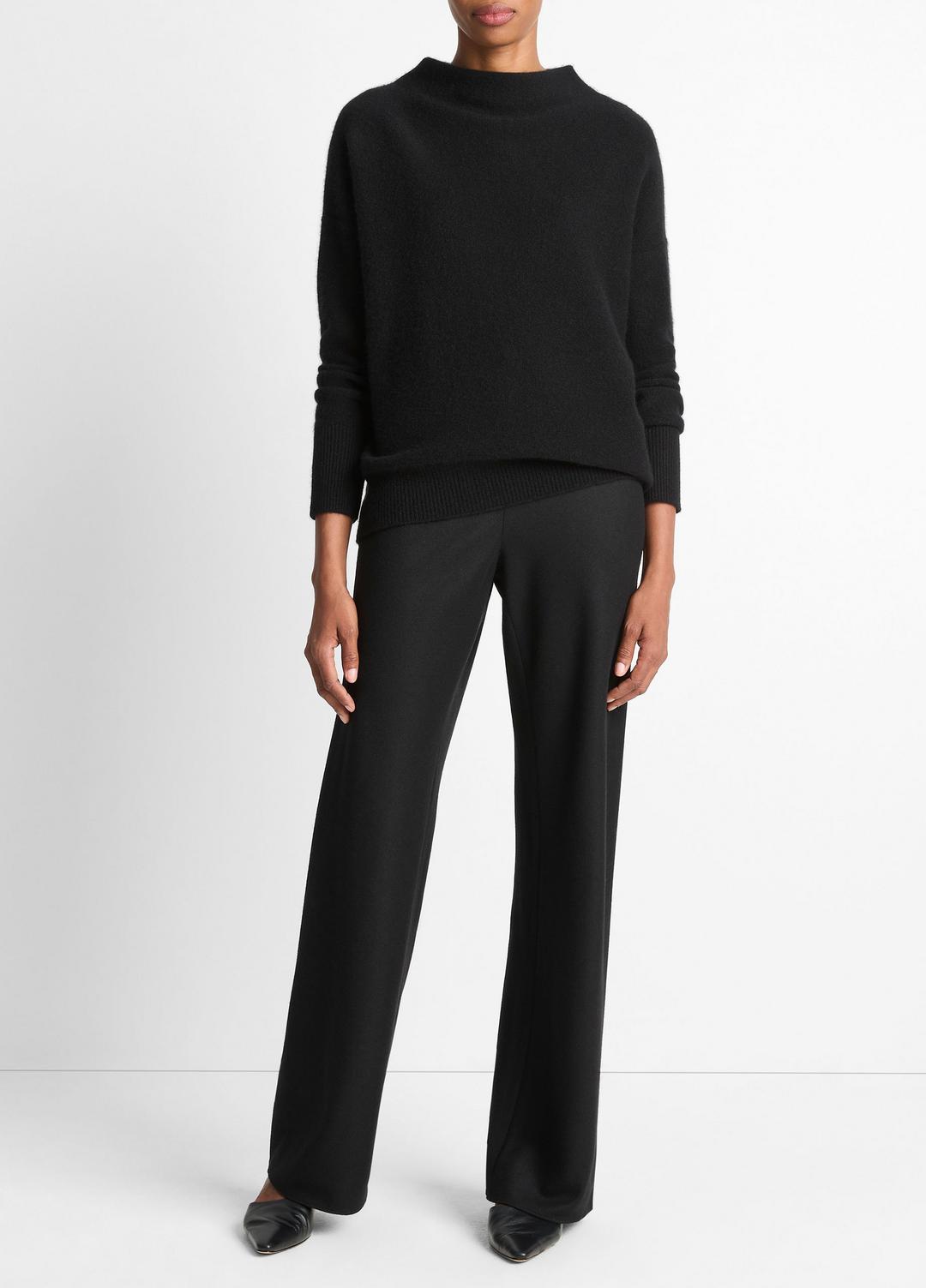 Plush Cashmere Funnel-Neck Sweater in Turtleneck - BLACK | VINCE Women