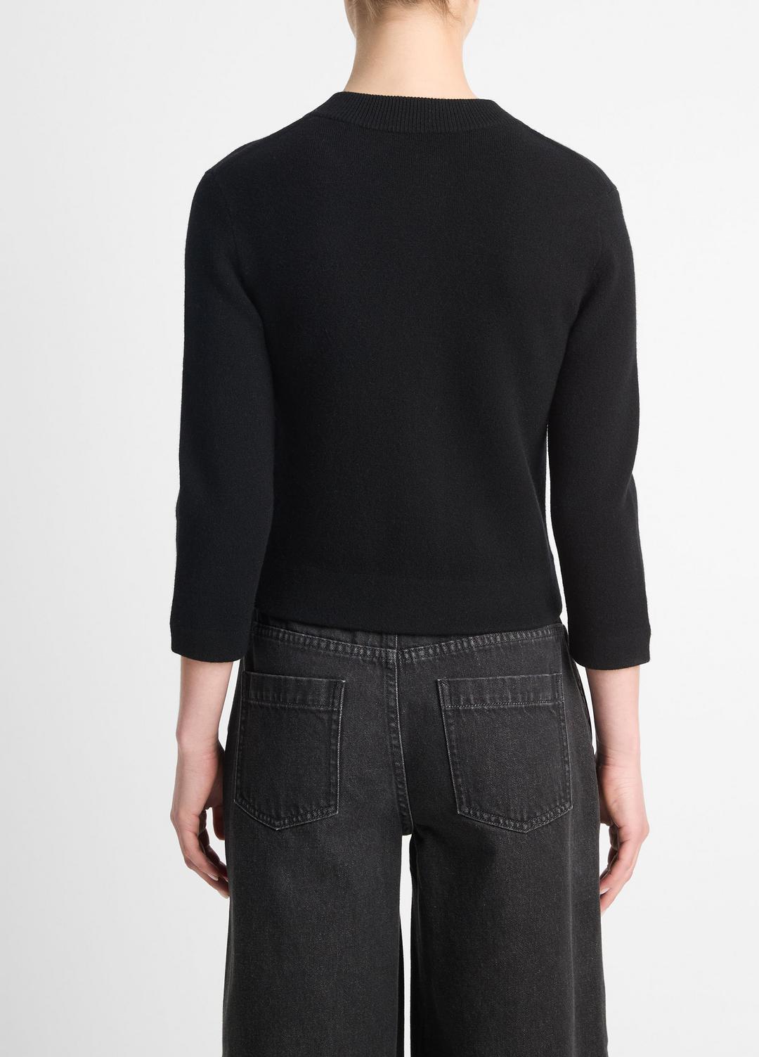 Wool-Blend Shrunken Snap Cardigan in Cardigans - BLACK | VINCE Women