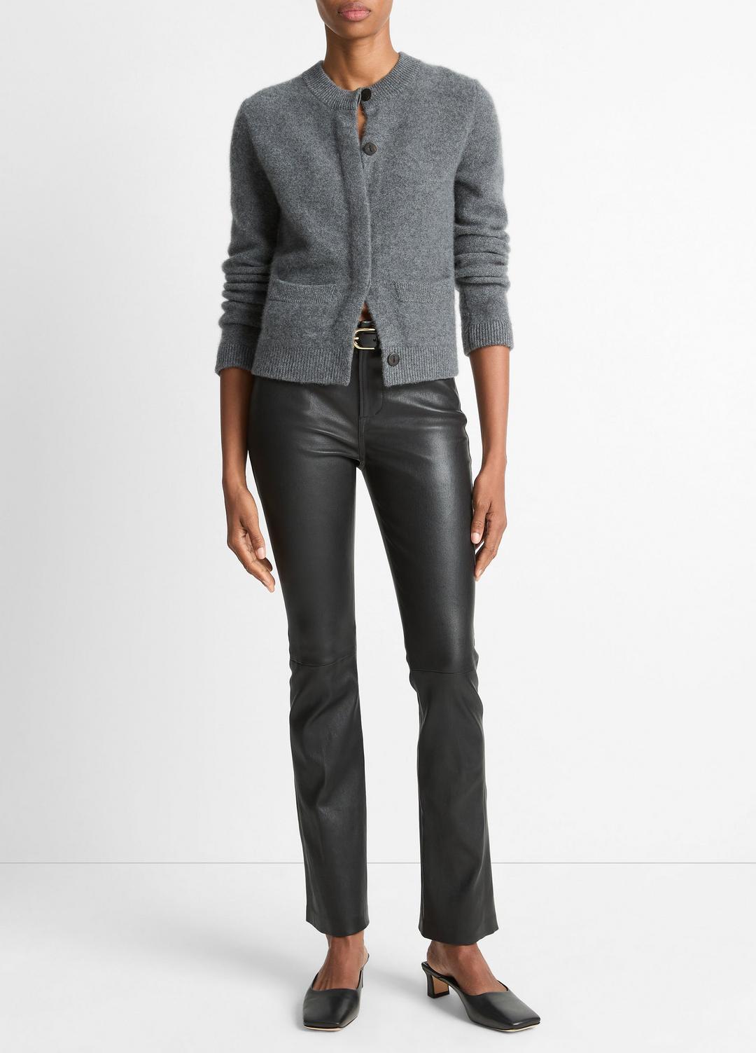 Plush Cashmere Shrunken Cardigan in Cardigans - HEATHER GRAPHITE | VINCE Women