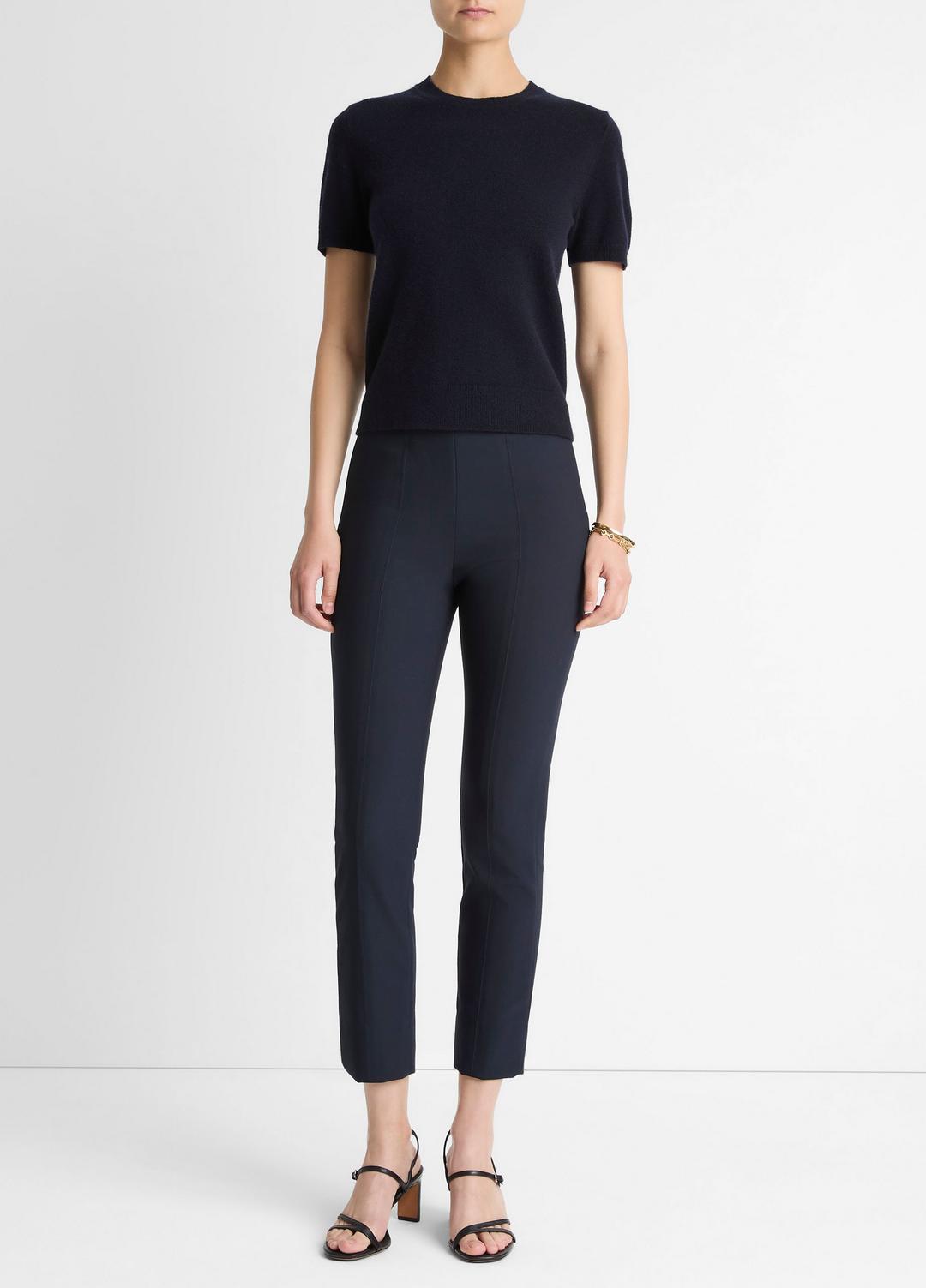 Wool & Cashmere-Blend Short-Sleeve Sweater in Crew Neck - COASTAL BLUE | VINCE Women