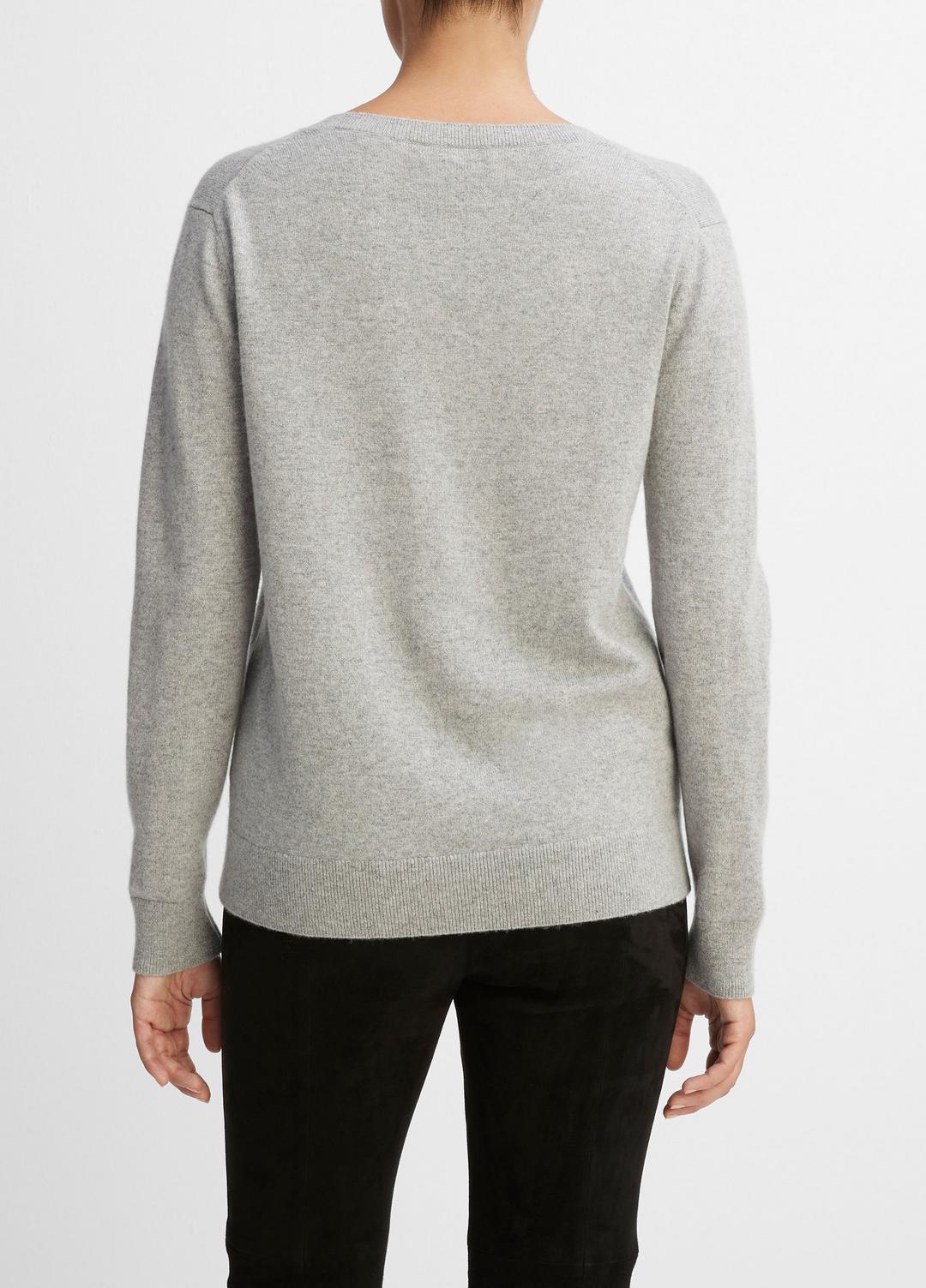 Cashmere Weekend V-Neck Sweater in V-Neck - HEATHER STEEL | VINCE Women