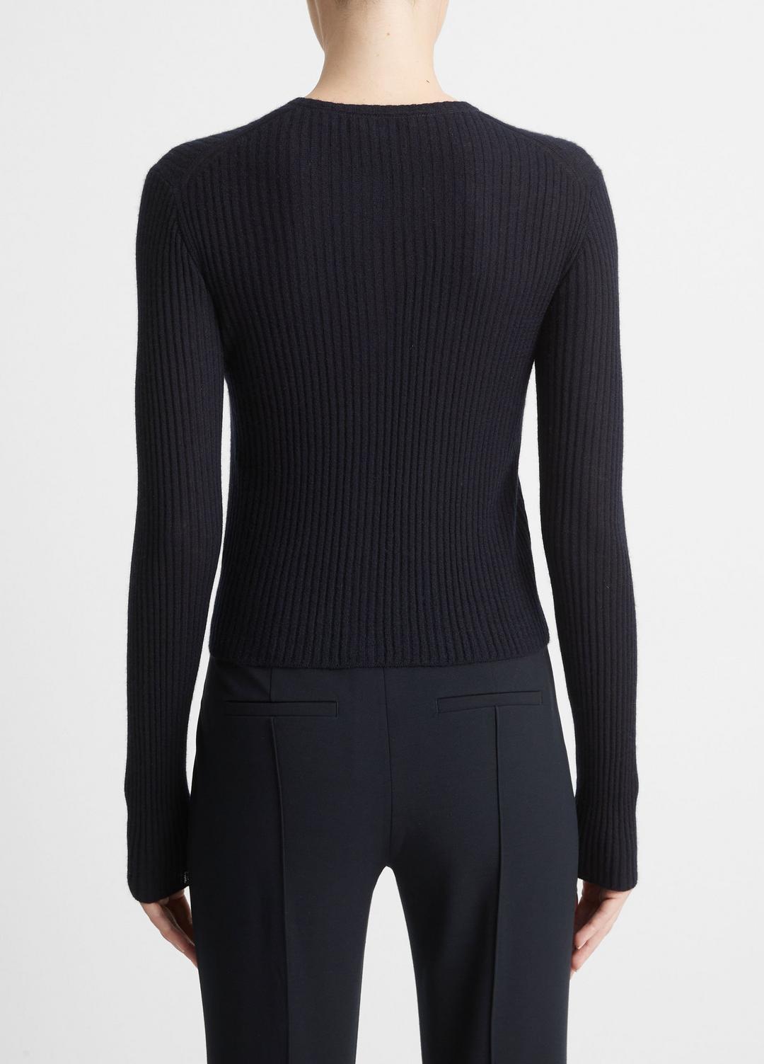 Ribbed Cashmere-Silk Cardigan in Cardigans - COASTAL BLUE | VINCE Women