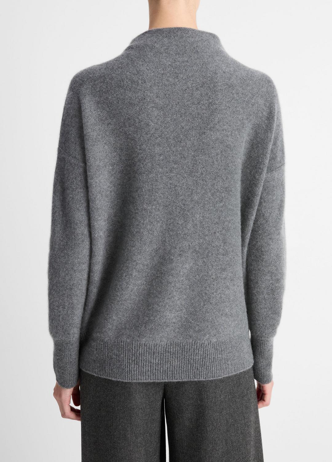 Plush Cashmere Funnel-Neck Sweater in Turtleneck - HEATHER GRAPHITE | VINCE Women