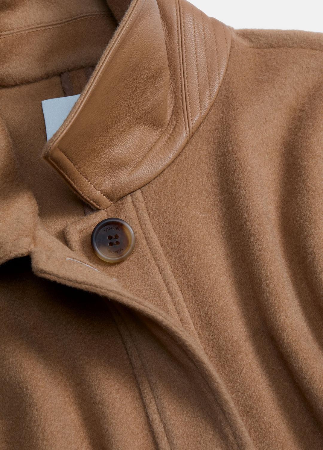 Leather-Trim Wool Cape in Accessories - CAMEL | VINCE Women
