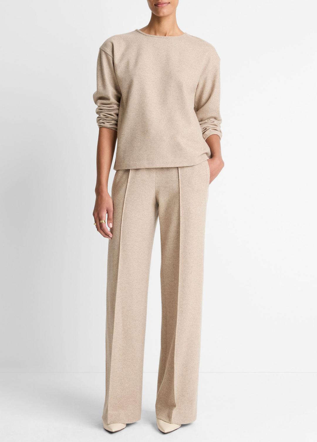 Italian Wool-Blend Lounge Pullover in Sweatshirts & Hoodies - HEATHER MARZIPAN | VINCE Women