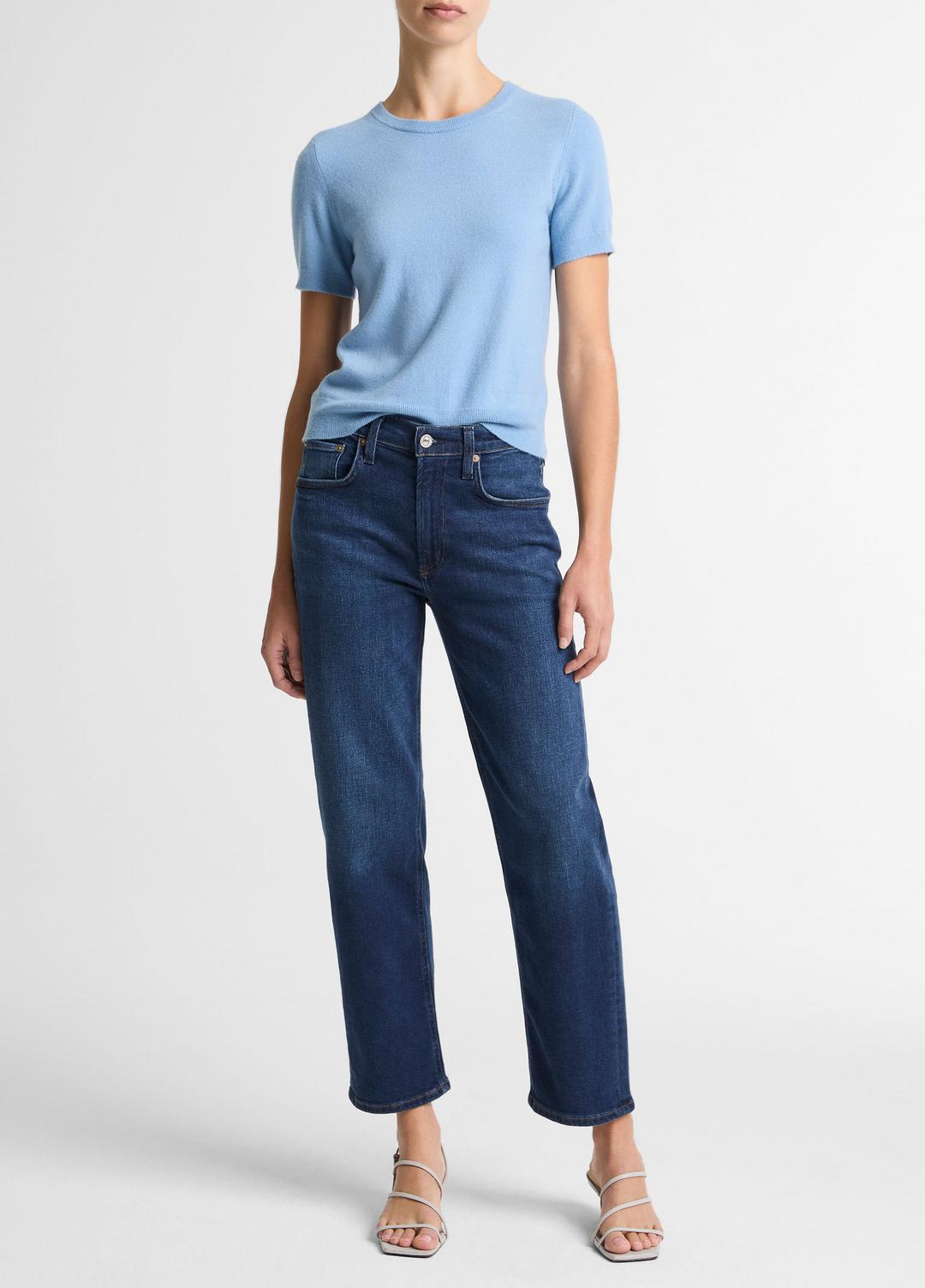 Wool & Cashmere-Blend Short-Sleeve Sweater in Crew Neck - HYDRA | VINCE Women