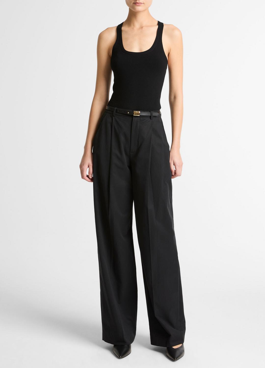 Milano-Stitch Scoop-Neck Sweater Tank in Tank Tops - BLACK | VINCE Women