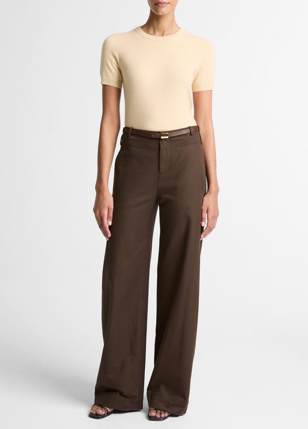 Wool & Cashmere-Blend Short-Sleeve Sweater in Crew Neck - CHAMOMILE | VINCE Women