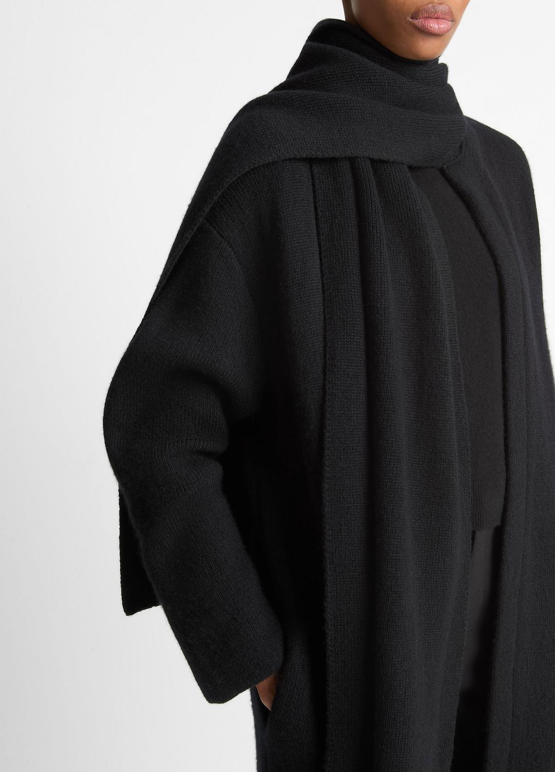Draped-Scarf Wool-Blend Car Coat in Coats - BLACK | VINCE Women