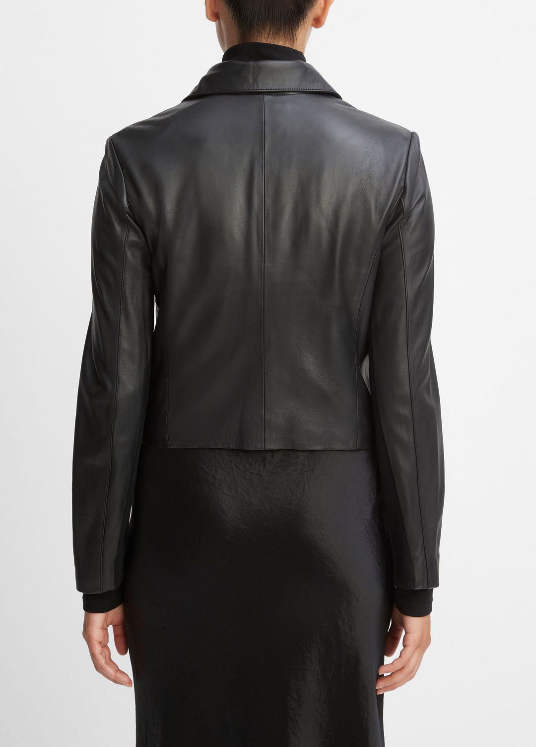 Leather Cross-Front Moto Jacket in Leather Jackets - BLACK | VINCE Women