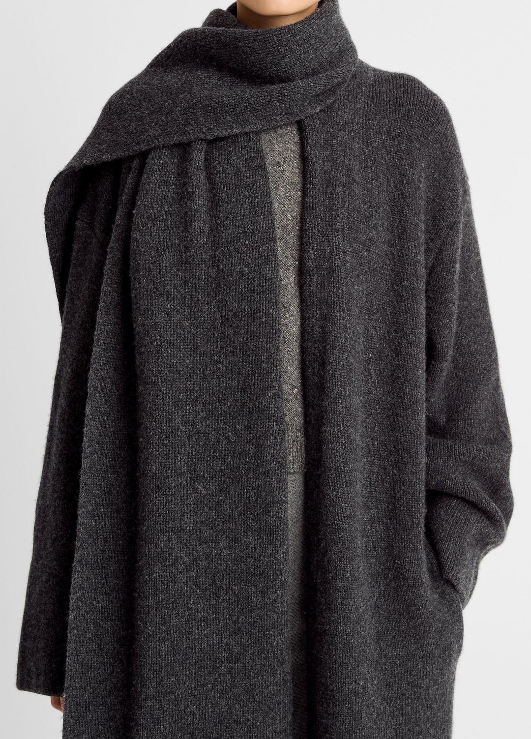 Draped-Scarf Wool-Blend Car Coat in Coats - DARK HEATHER GREY | VINCE Women