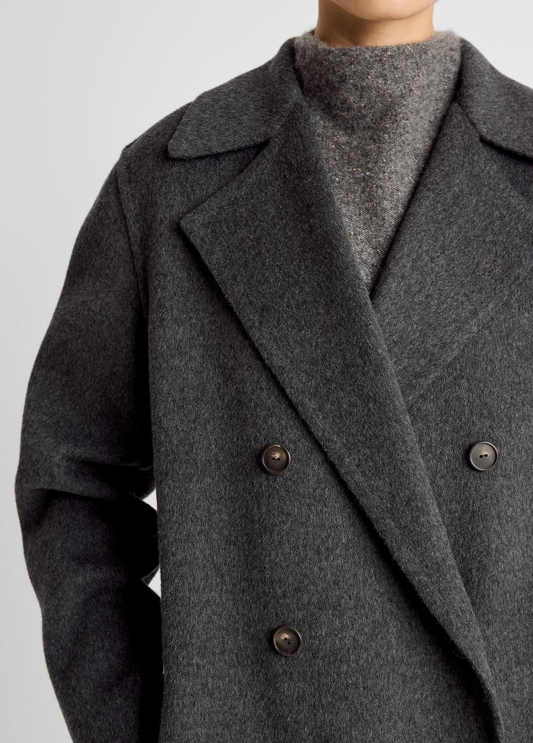 Wool-Blend Double-Breasted Long Coat in Coats - CHARCOAL | VINCE Women