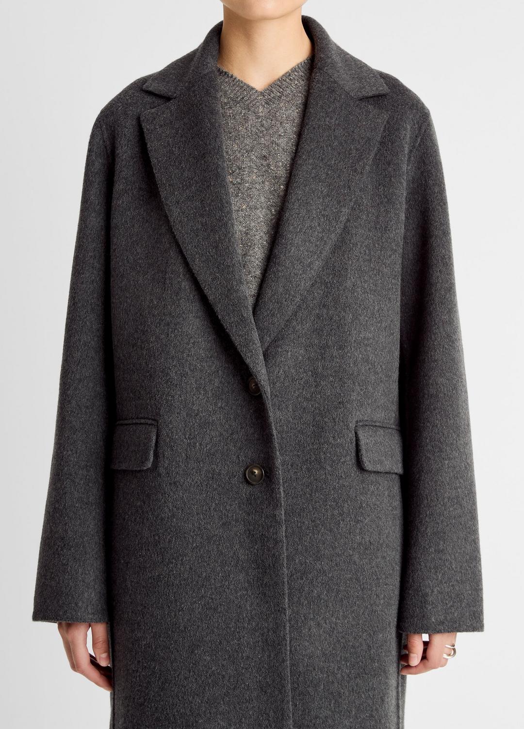 Wool-Blend Single-Breasted Coat in Coats - CHARCOAL | VINCE Women