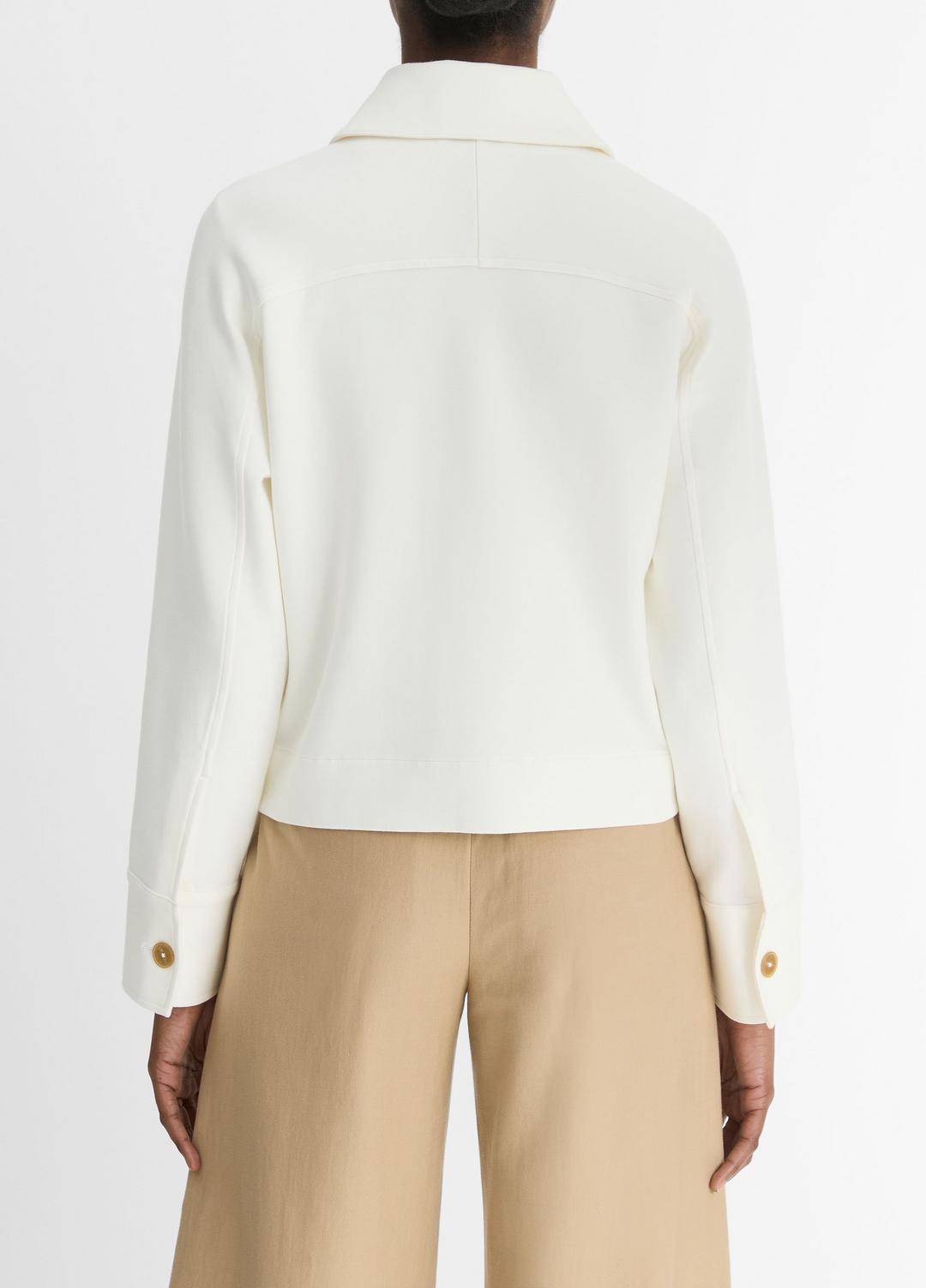 Cotton-Blend Shirt Jacket in Jackets - OFF WHITE | VINCE Women