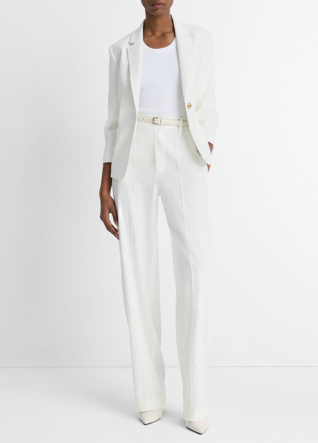Linen-Blend Shrunken Blazer in Blazers - OFF WHITE | VINCE Women