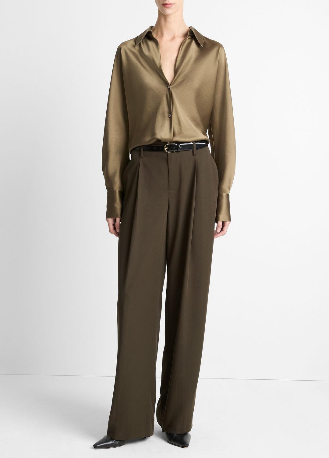 Silk Bias Long-Sleeve Blouse in Long Sleeve - CYPRESS | VINCE Women