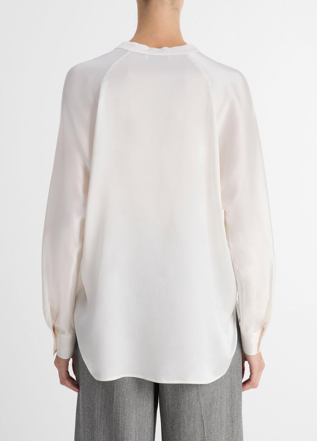 Silk Satin Band-Collar Blouse in Long Sleeve - OPTIC WHITE | VINCE Women