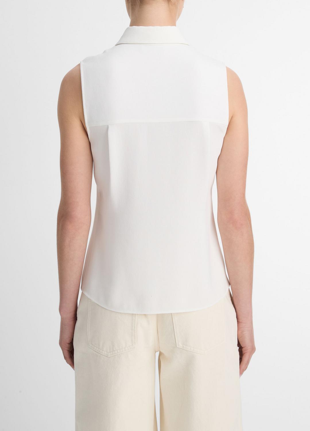 Sleeveless Button-Front Shirt in Short Sleeve - OFF WHITE | VINCE Women