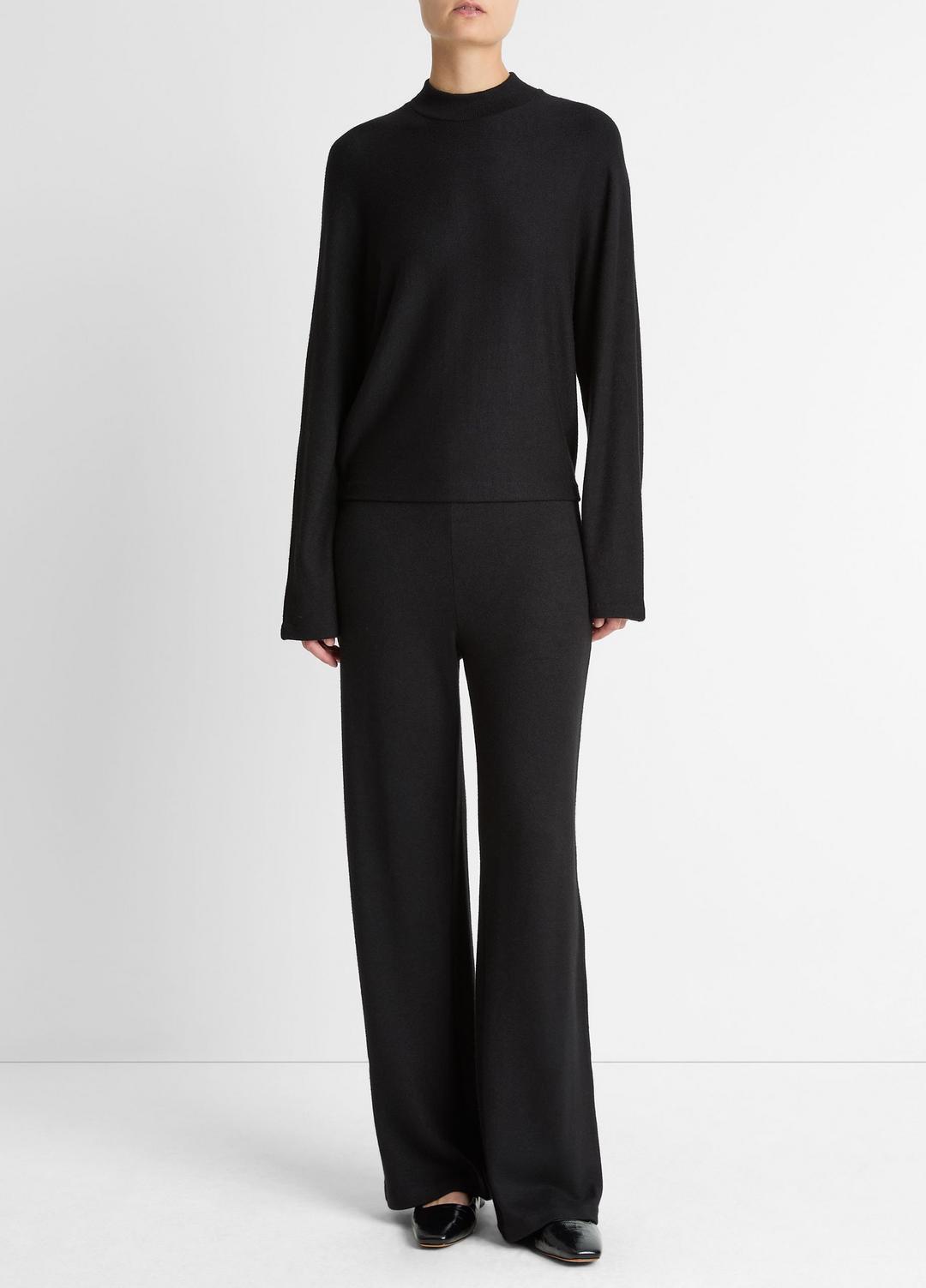 Cozy Dolman-Sleeve Mock-Neck Top in Long Sleeve - BLACK | VINCE Women