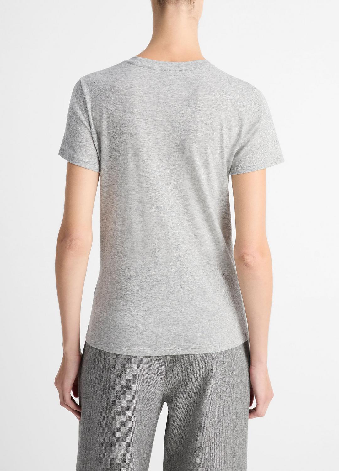 Essential Pima Cotton Crew Neck T-Shirt in Short Sleeve - HEATHER GREY | VINCE Women