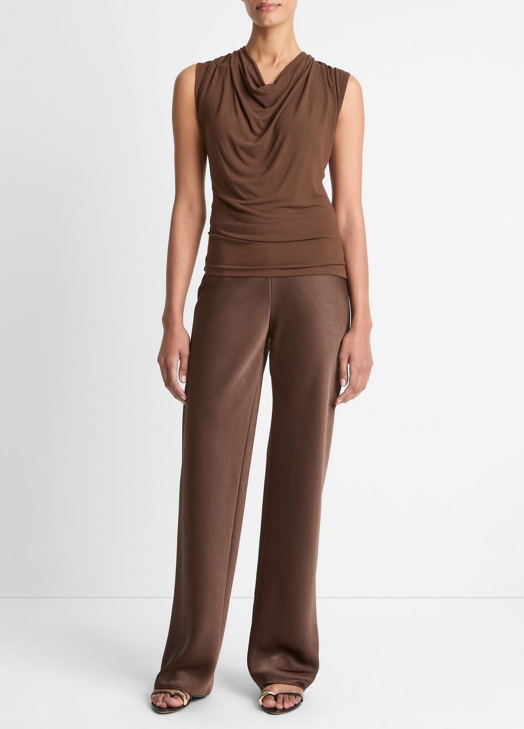 Jersey Draped Cowl-Neck Top in Tank Tops - ESPRESSO | VINCE Women