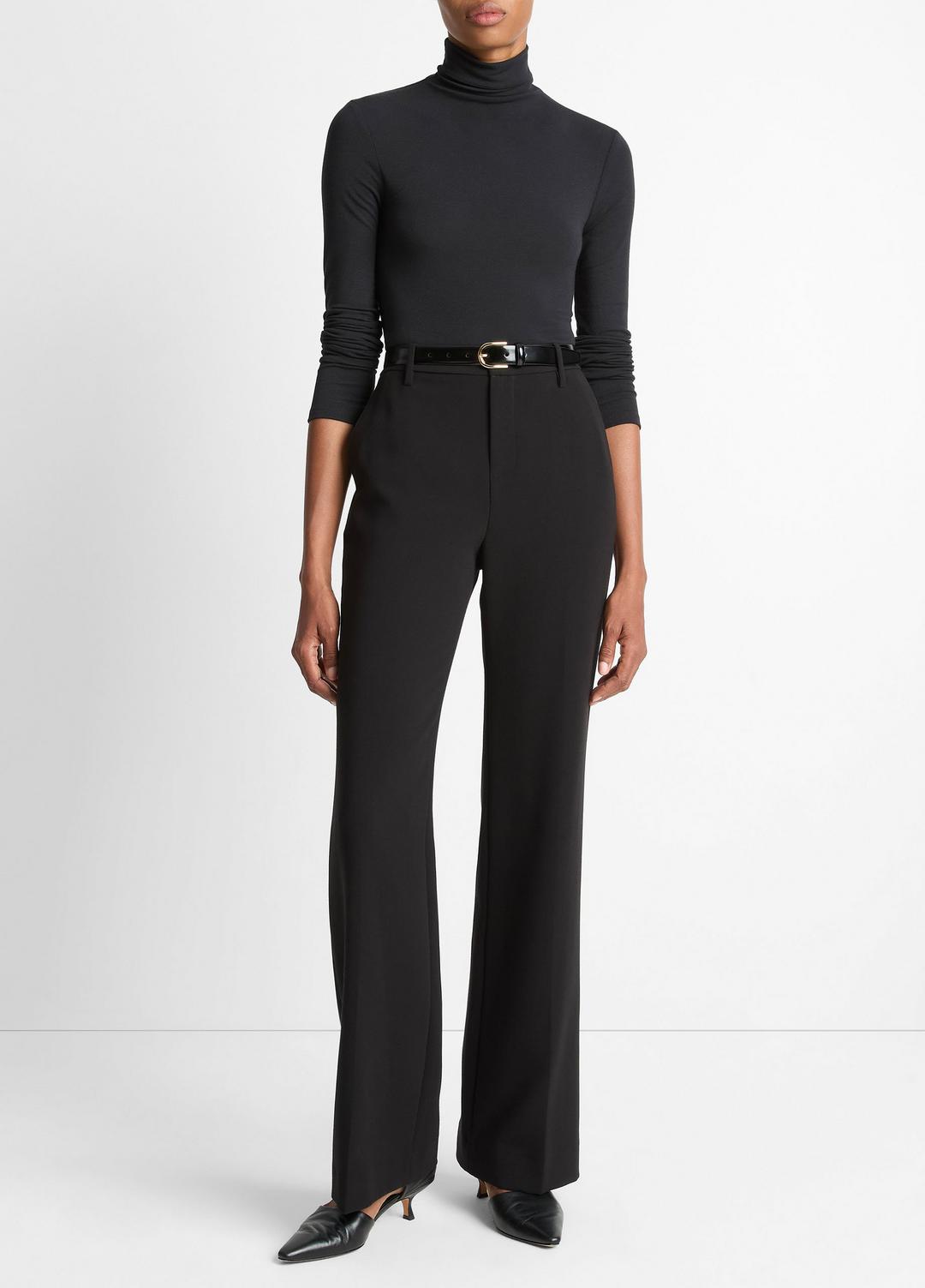 Essential Long-Sleeve Turtleneck Top in Long Sleeve - BLACK | VINCE Women