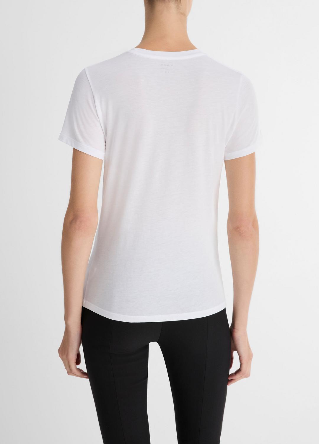 Essential Pima Cotton Crew Neck T-Shirt in Short Sleeve - OPTIC WHITE | VINCE Women