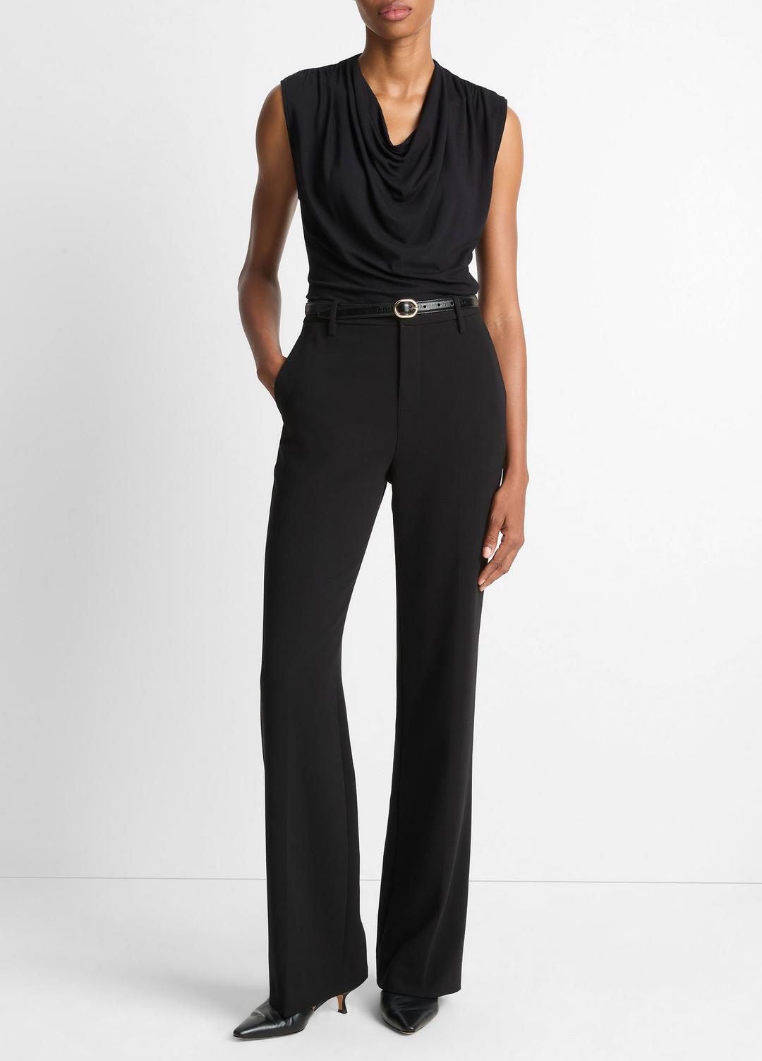 Jersey Draped Cowl-Neck Top in Tank Tops - BLACK | VINCE Women