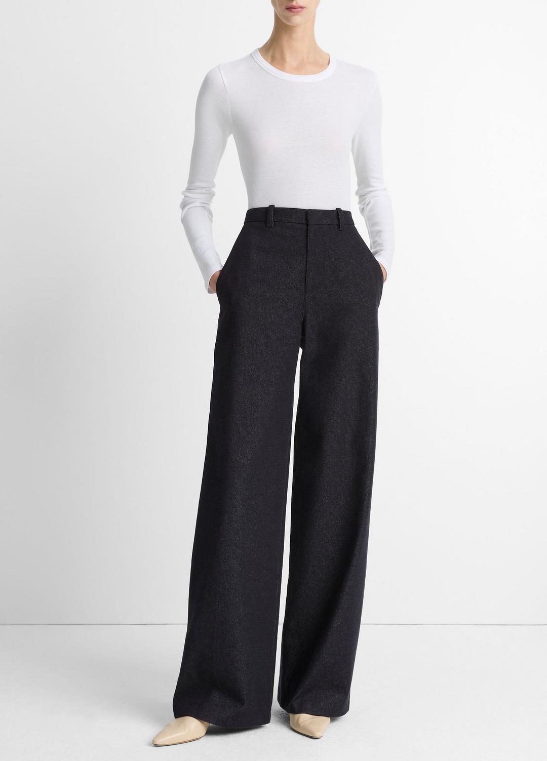 Essential Pima Cotton-Blend Long-Sleeve T-Shirt in Long Sleeve - OPTIC WHITE | VINCE Women
