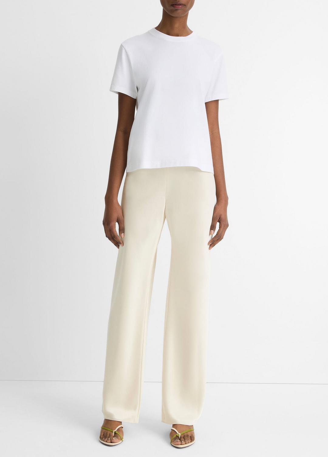 Pima Cotton Crew Neck T-Shirt in Short Sleeve - OPTIC WHITE | VINCE Women