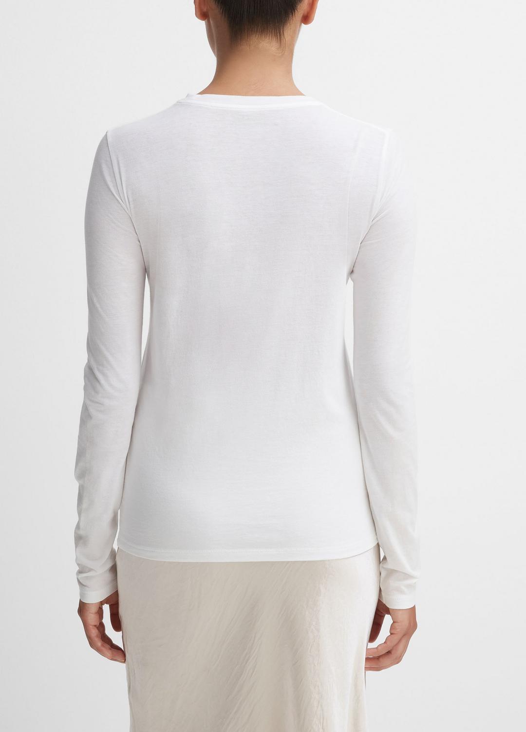 Essential Long Sleeve Crew Neck T-Shirt in Long Sleeve - OPTIC WHITE | VINCE Women