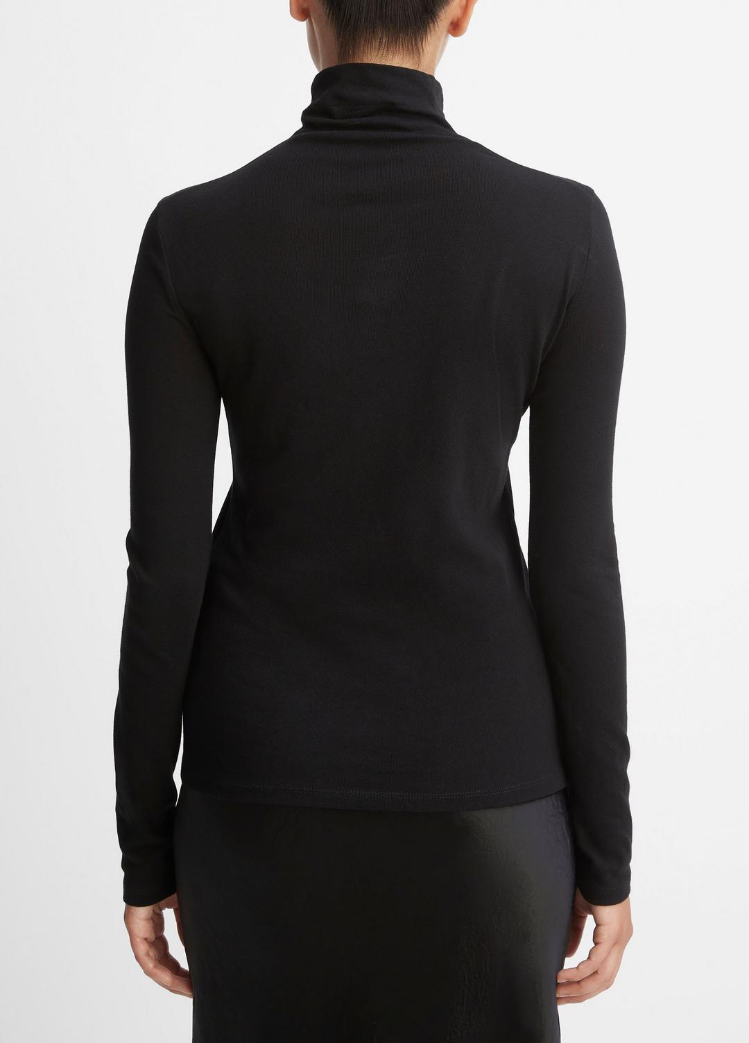Essential Long Sleeve Turtleneck in Long Sleeve - BLACK | VINCE Women