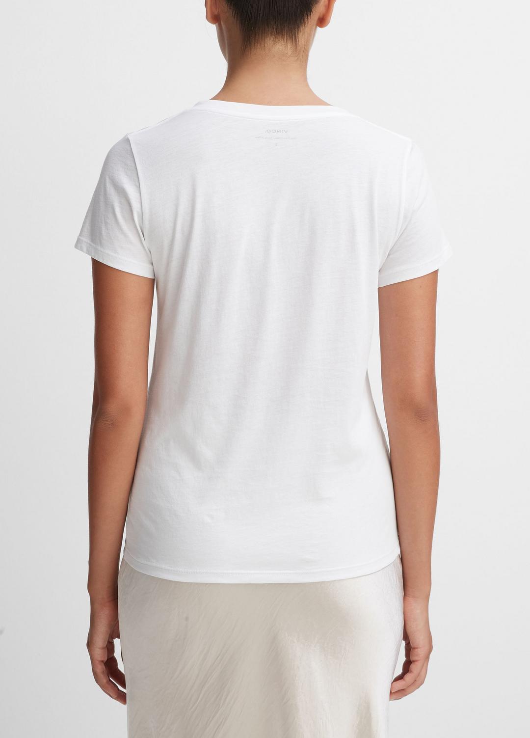 Essential Pima Cotton V-Neck T-Shirt in Short Sleeve - OPTIC WHITE | VINCE Women
