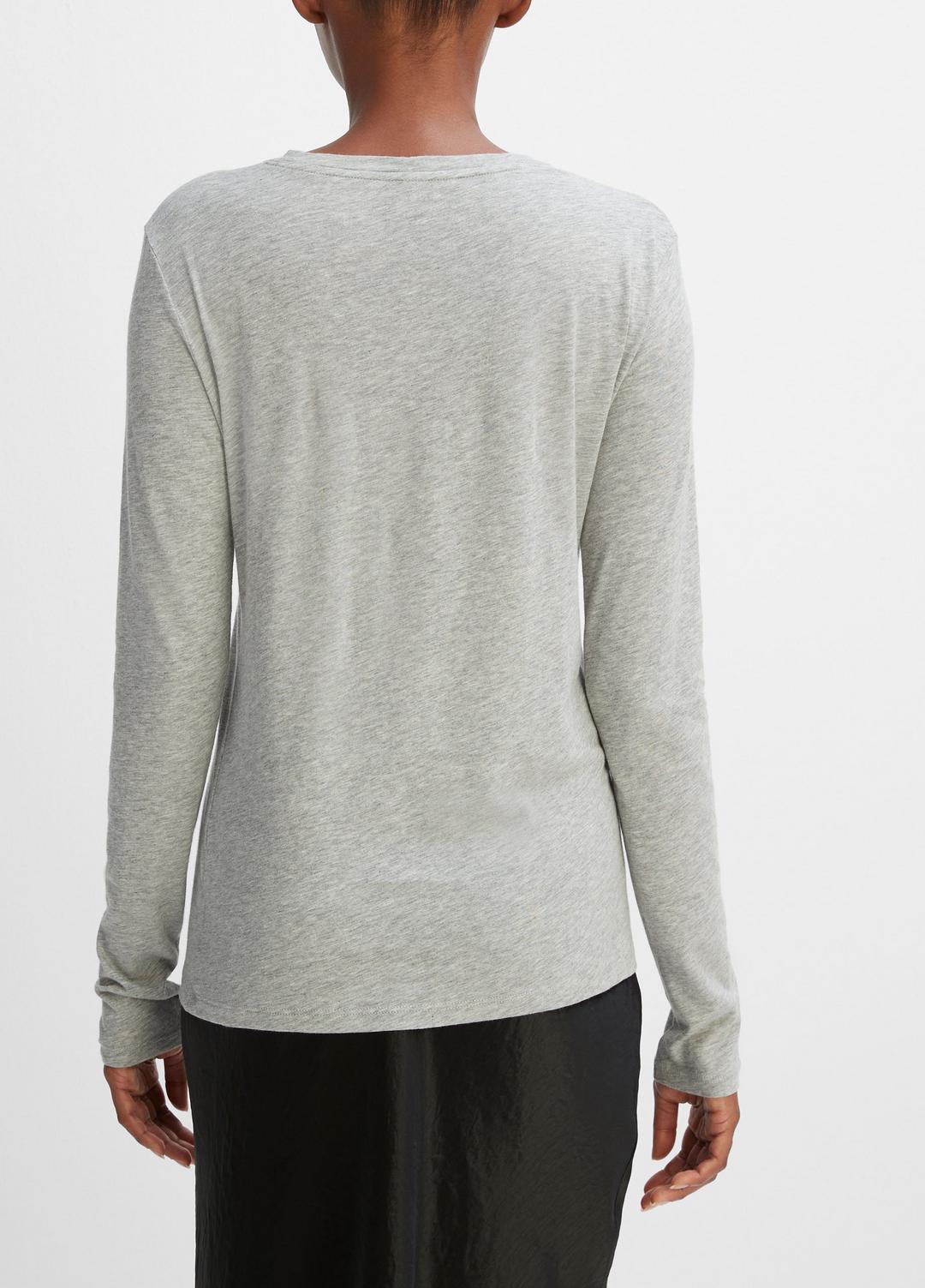 Essential Long Sleeve Crew Neck T-Shirt in Long Sleeve - HEATHER GREY | VINCE Women
