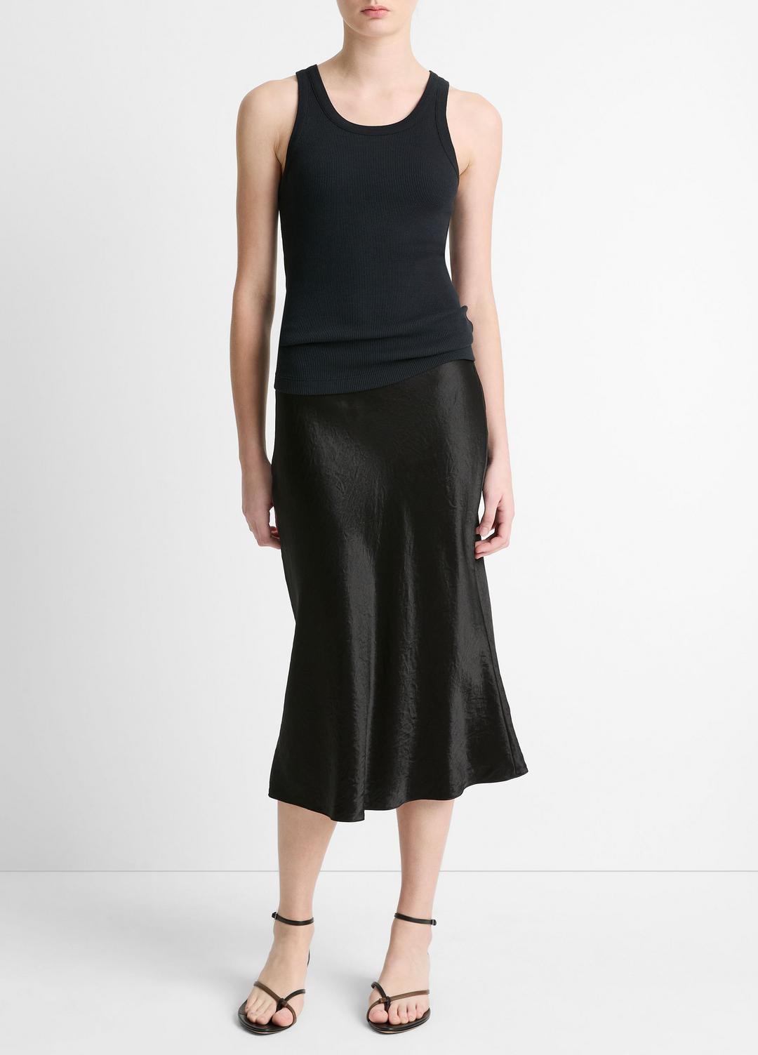 Ribbed Scoop-Neck Tank in Tank Tops - BLACK | VINCE Women