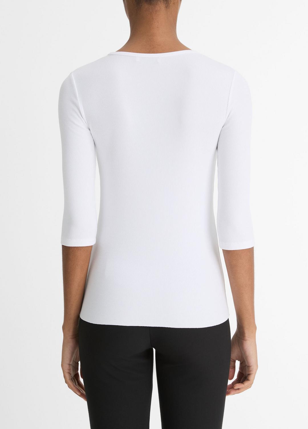 Elbow-Sleeve Crew Neck T-Shirt in Short Sleeve - OPTIC WHITE | VINCE Women